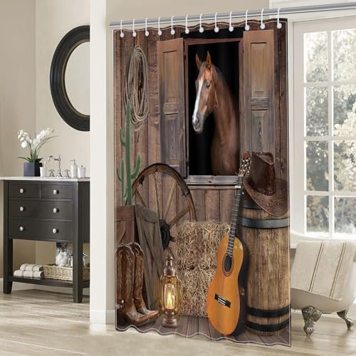 Mocsicka Western Cowboy Shower Curtain 72x72 Inch with 12 Hooks