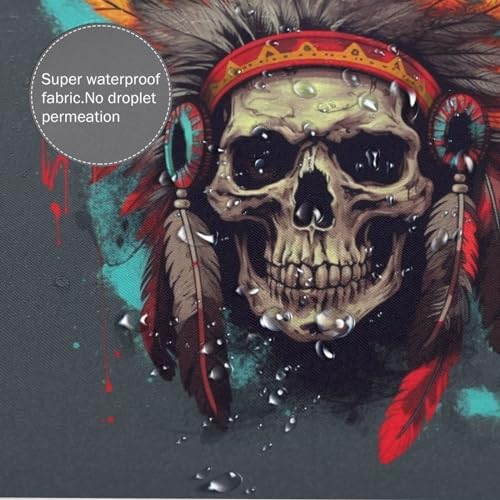 Red Feather Skull Boho Shower Curtain Set