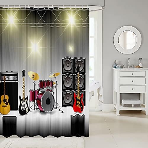 Erosebridal Guitar Shower Curtain with Hooks
