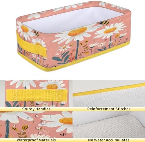 Spring Daisy Bee Toilet Paper Basket with Handles
