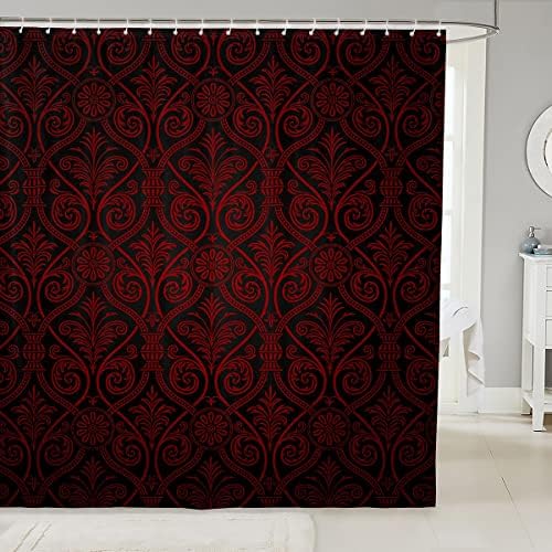 Red Black Gothic Shower Curtain 72x84 with 12 Hooks