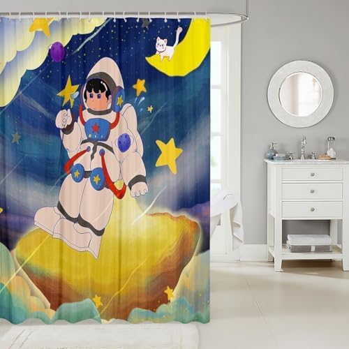 Erosebridal Astronaut Galaxy Shower Curtain Set 72x78