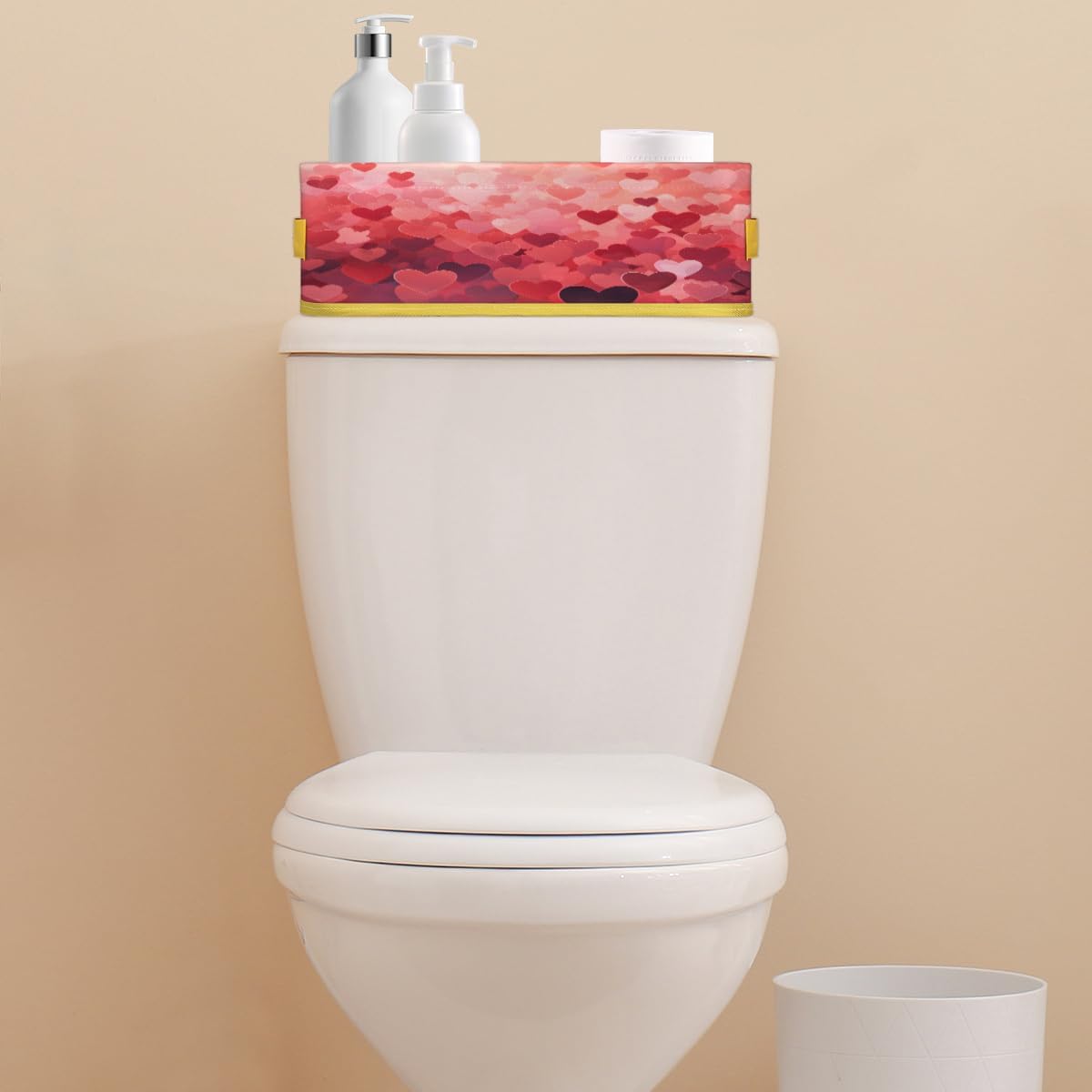 Heart Valentines Day Toilet Paper Storage Basket with Handles