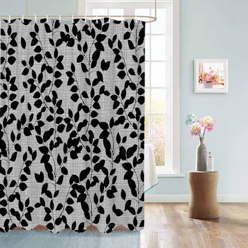 72 Inch Textured Polyester Shower Curtain Set with 12 Hooks
