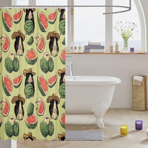 Erosebridal Cartoon Guinea Pig Bath Curtain 72x78 Shower Set for Kids