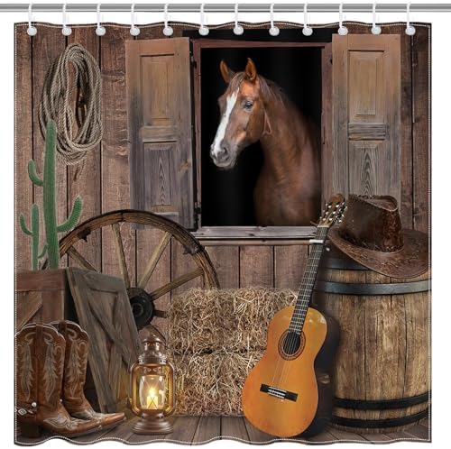 Mocsicka Western Cowboy Shower Curtain 72x72 Inch with 12 Hooks