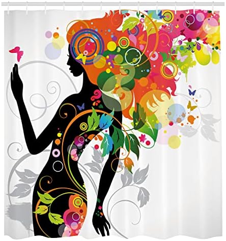 Ambesonne Vibrant Shower Curtain Set with Hooks
