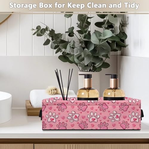 Dog Paw Toilet Paper Storage Basket with Handles