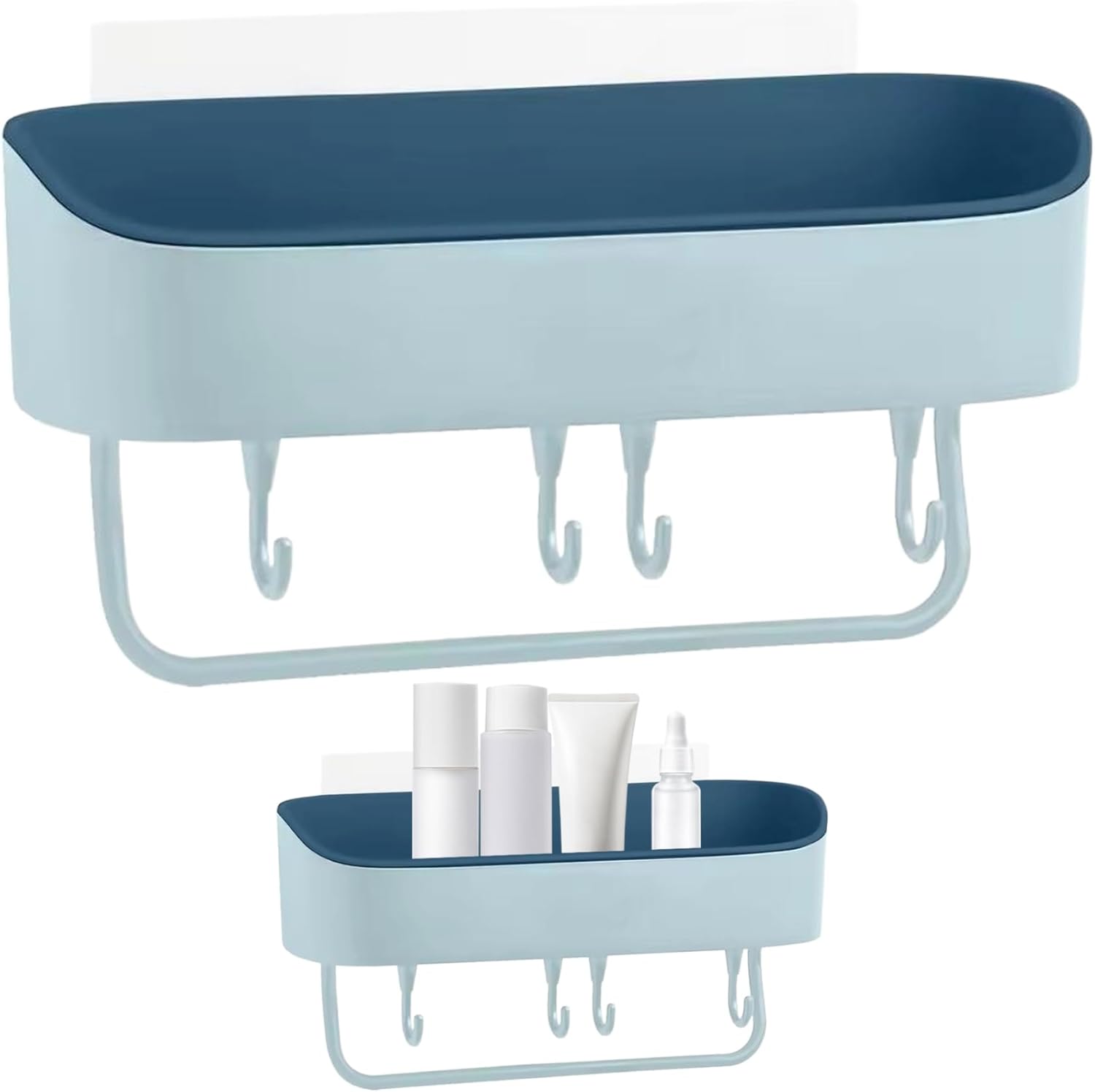 MOUNTTU Shower Caddy with 4 Hooks and Suction Cups