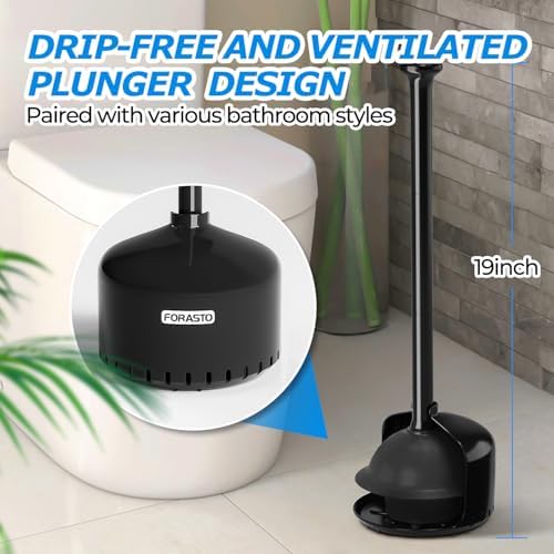FORASTO 2Pack Toilet Plunger with Holder and Cover