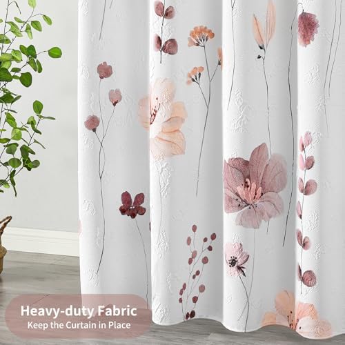 QiyI Embossed Floral Shower Curtain Set with Hooks