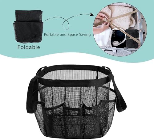 Fxkoolr Mesh Shower Caddy with 8 Pockets Portable Quick Dry Tote Bag