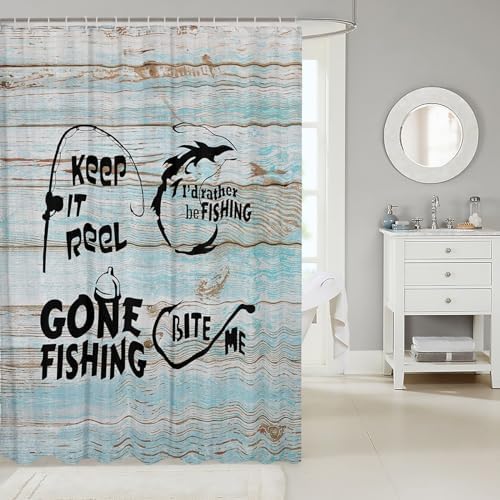 Lake Shower Curtain with 12 Hooks Teal