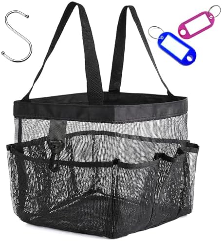 Fxkoolr Mesh Shower Caddy with 8 Pockets Portable Quick Dry Tote Bag