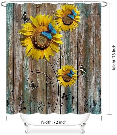 BESBESME Boho Shower Curtain Set with Flower Pattern and Weighted Hem