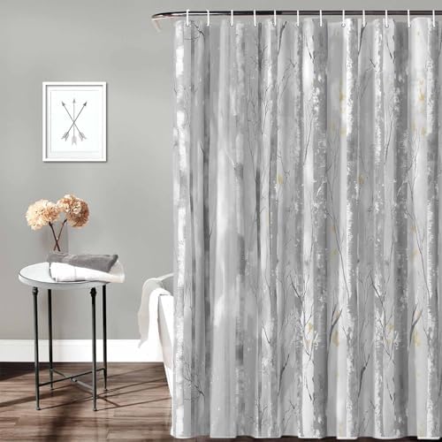 72 Inches Textured Shower Curtain Set with 12 Hooks