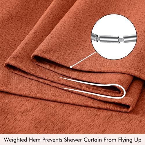 ANRODUO Extra Long Terracotta Shower Curtain Set