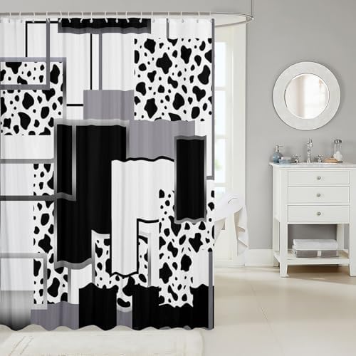 Erosebridal Geometric Cow Print Shower Curtain Kids Bathroom 72x78