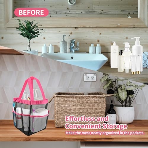 3 Pack Mesh Shower Caddy Bag with 8 Pockets