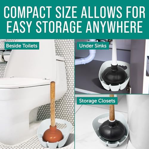 Maplefield Universal Toilet Sink Plunger Tray - White Easy to Clean Drip Holder