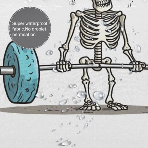 Weightlifting Skeleton Shower Curtain Set with 12 Hooks 72x72in