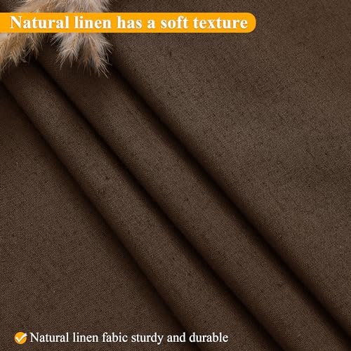 No Hooks Linen Shower Curtain Set 72x78 Brown with See-Through Window