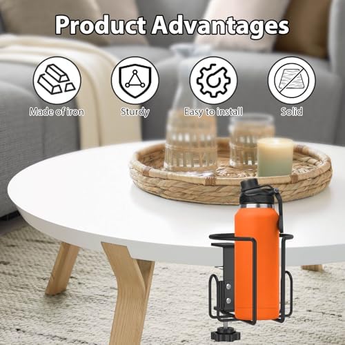 GLMFAN Large Desk Cup Holder Clamp with Anti-Spill Design