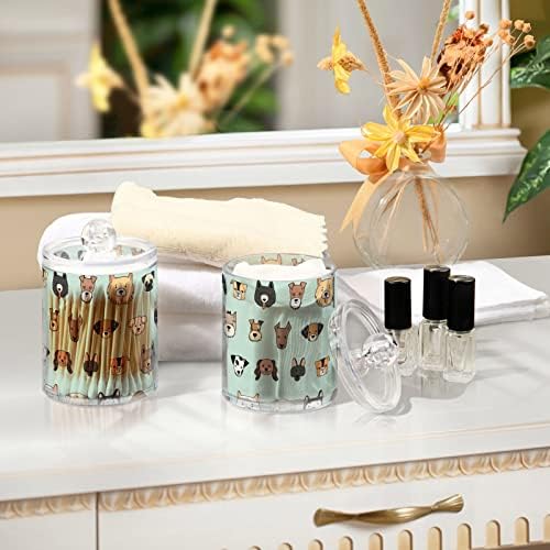 Keepreal Dog Face Q-tip Holder Dispenser with Lids 4PCS Set