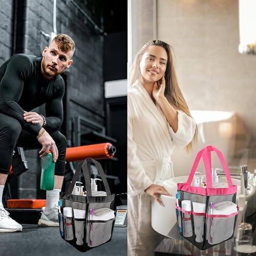 3 Pack Mesh Shower Caddy Bag with 8 Pockets