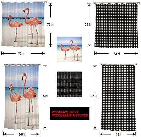 72 Inches Black Tree Branch Shower Curtain Set with 12 Hooks