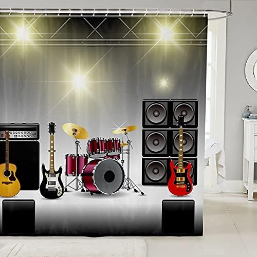 Erosebridal Guitar Shower Curtain with Hooks
