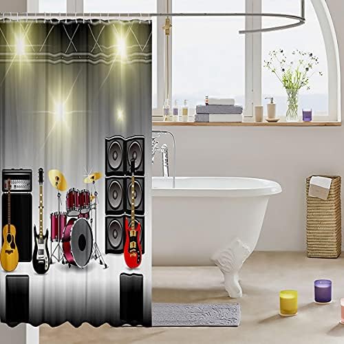 Erosebridal Guitar Shower Curtain with Hooks