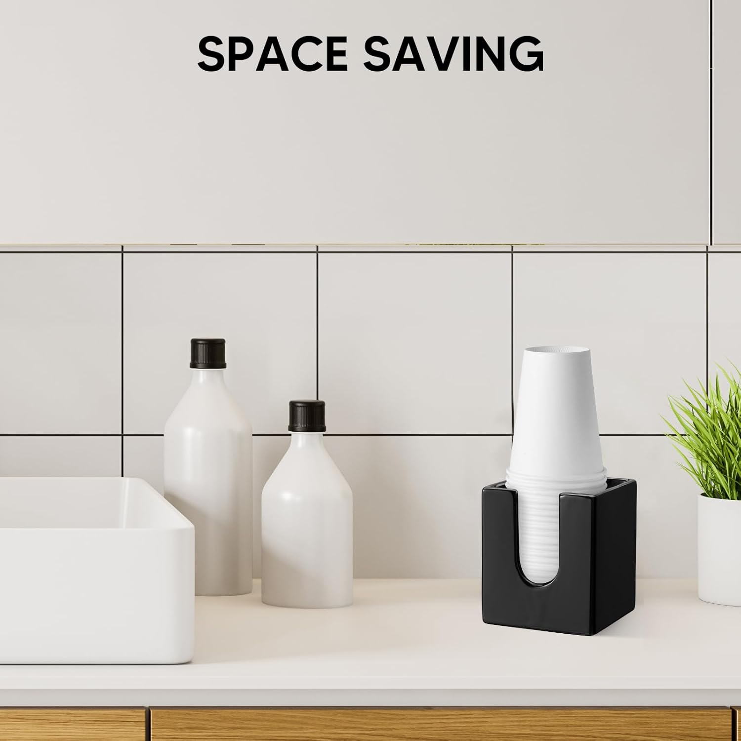 MOJIEZUO 3 oz Ceramic Cup Dispenser - Black