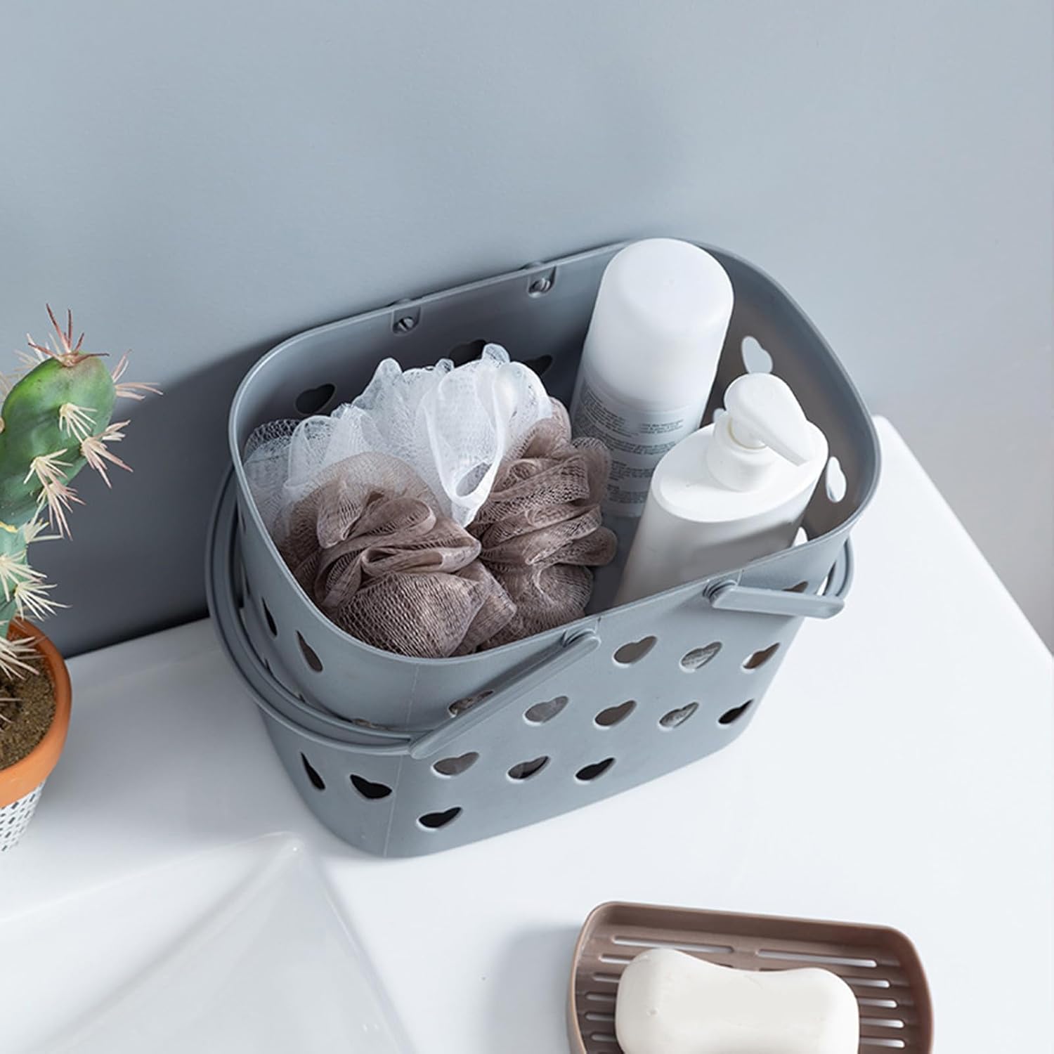 Portable Shower Caddy with Handles and Large Storage Capacity Gray