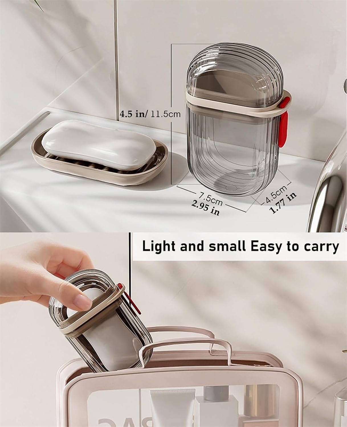 GlitzyStar Soap Dish Holder with Lid - Leakproof and Durable Travel Soap Case