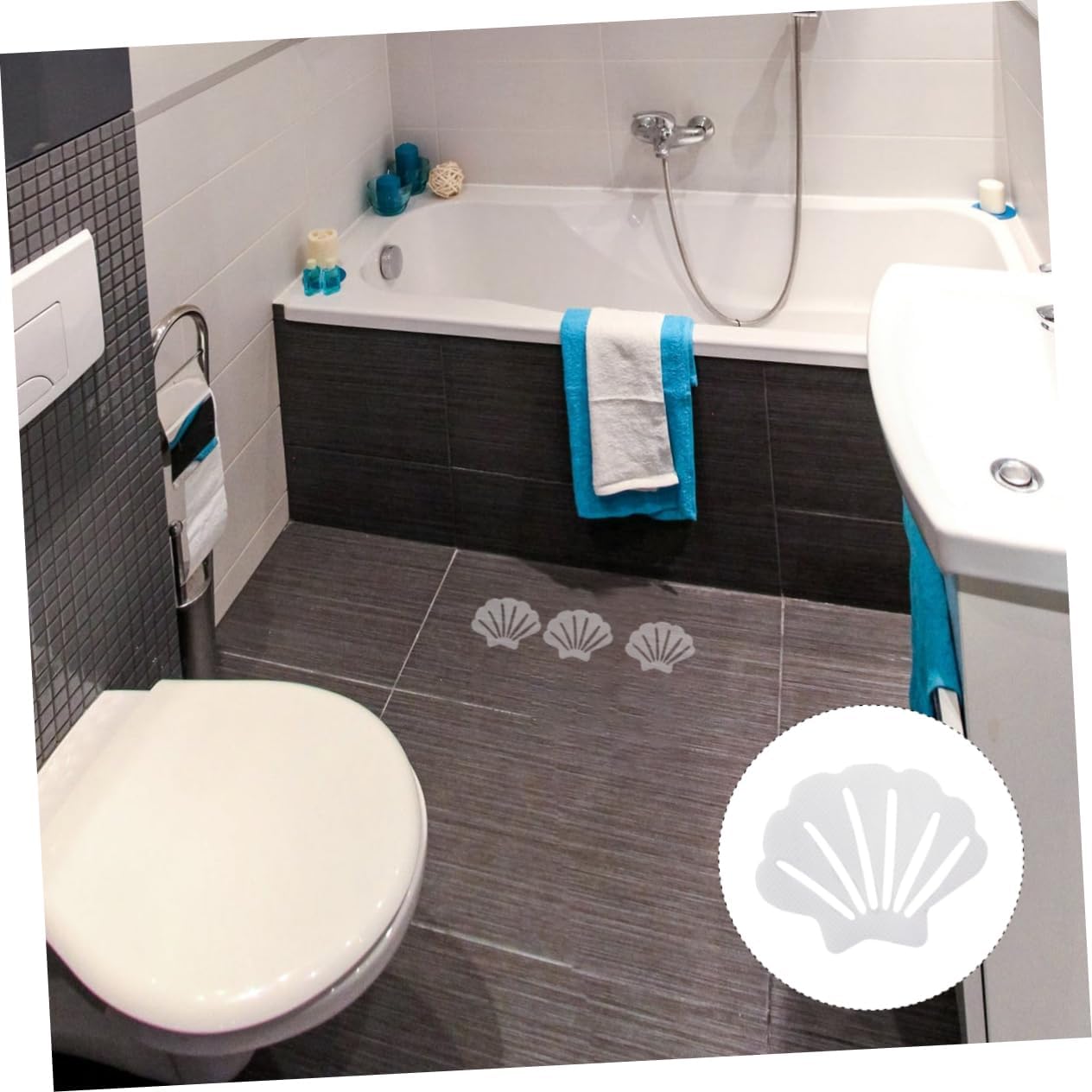 VALICLUD 12Pcs Shell Shape Non-Slip Bath Stickers for Safety and Traction
