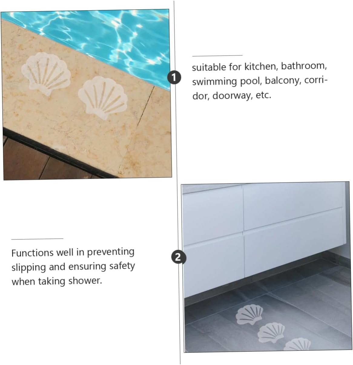 VALICLUD 12Pcs Shell Shape Non-Slip Bath Stickers for Safety and Traction