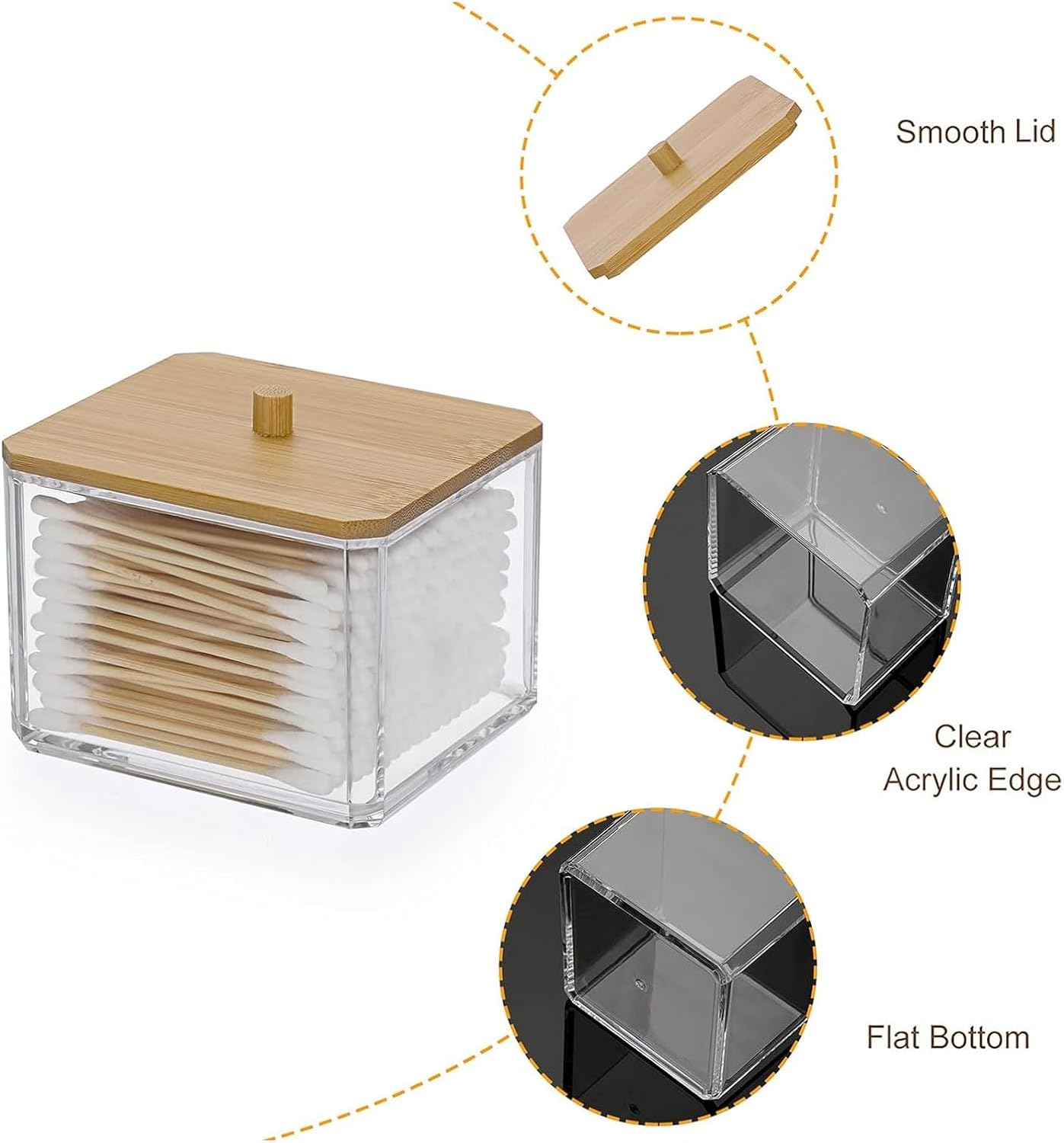 Hipiwe Acrylic Q-Tip Holder with Lid