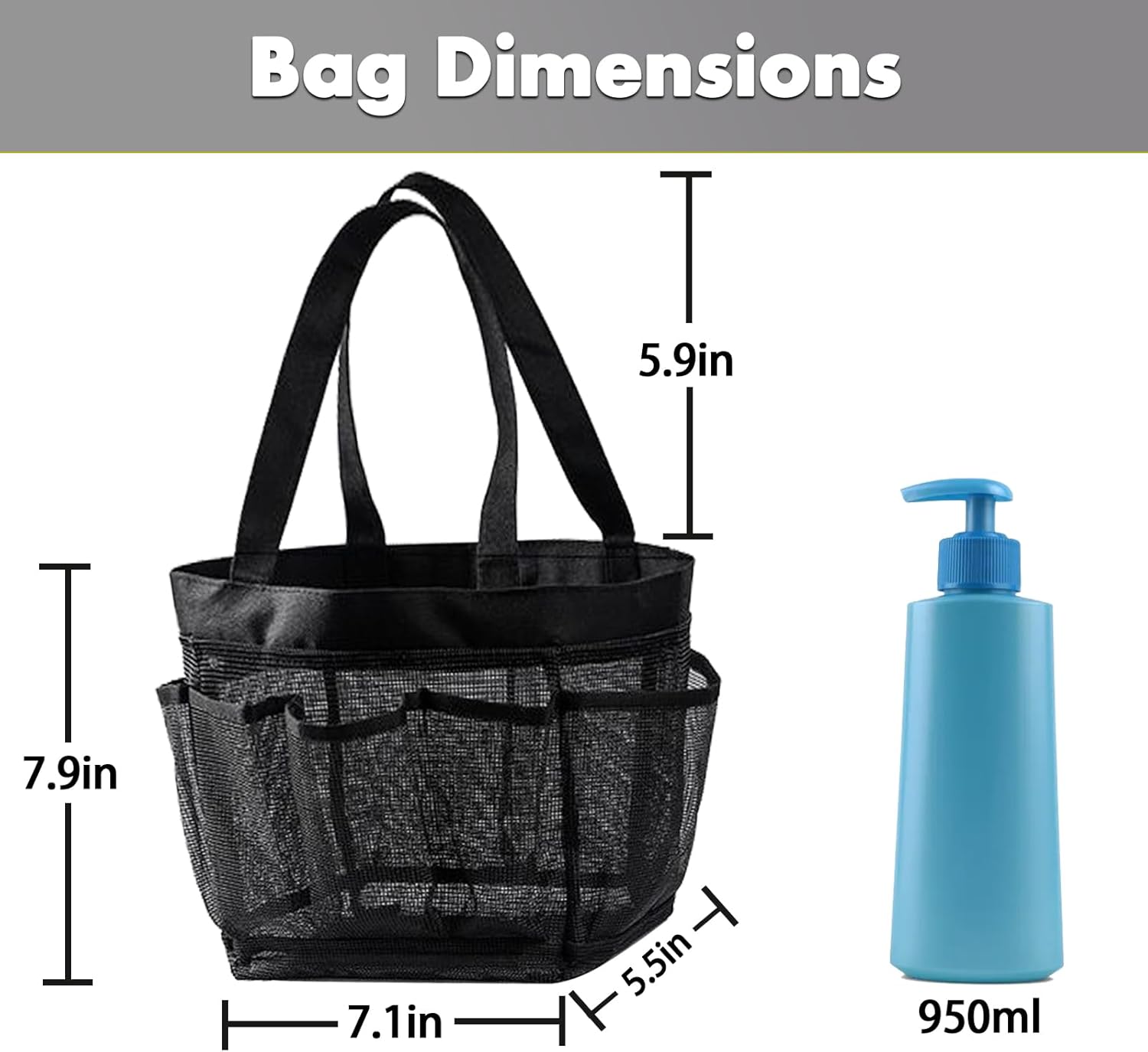 Miloidea Mesh Shower Bag with 7 Pockets - Portable Travel Organizer