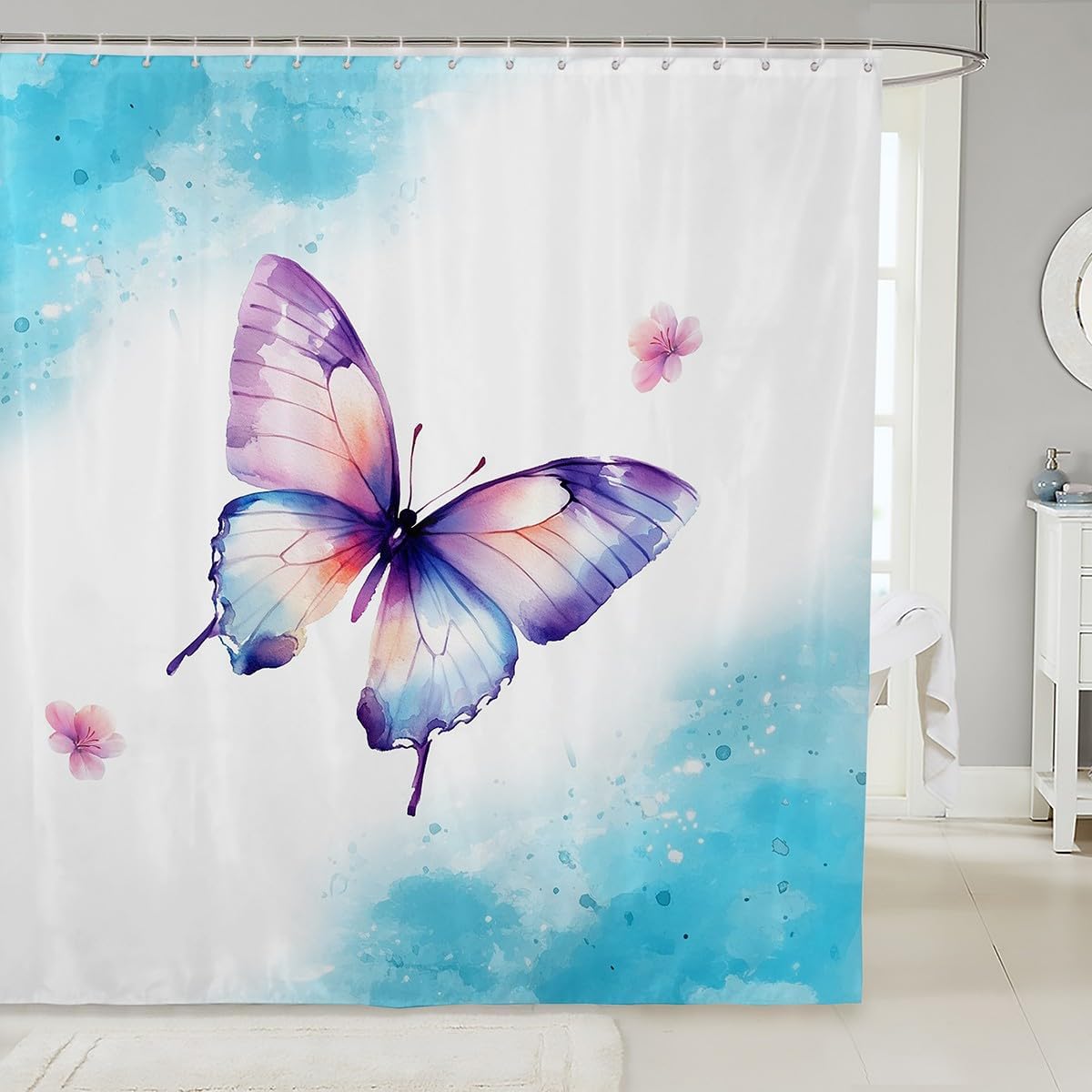 Erosebridal Fantasy Butterfly Shower Curtain Set 72x84
