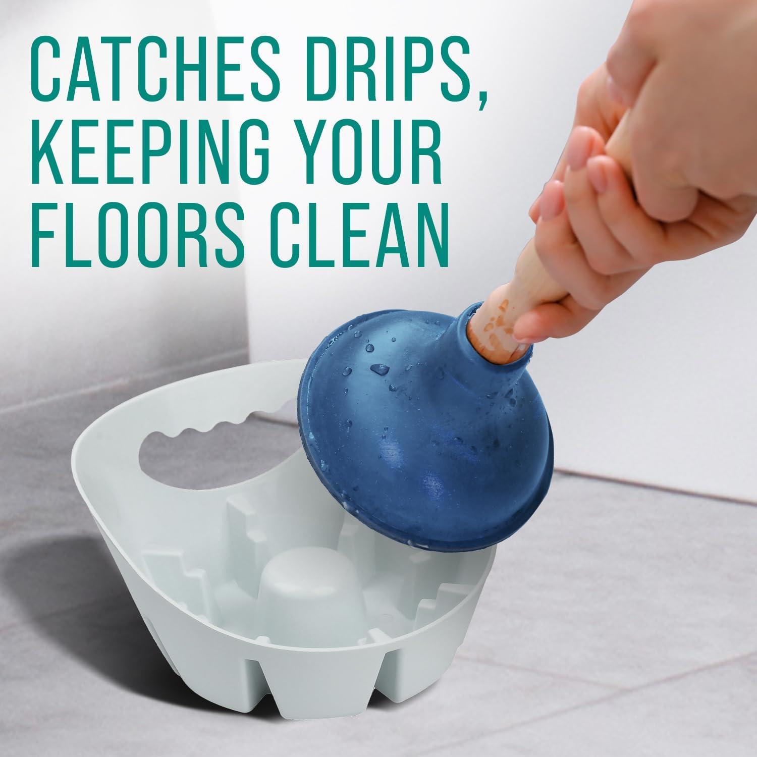 Maplefield Universal Toilet Sink Plunger Tray - White Easy to Clean Drip Holder