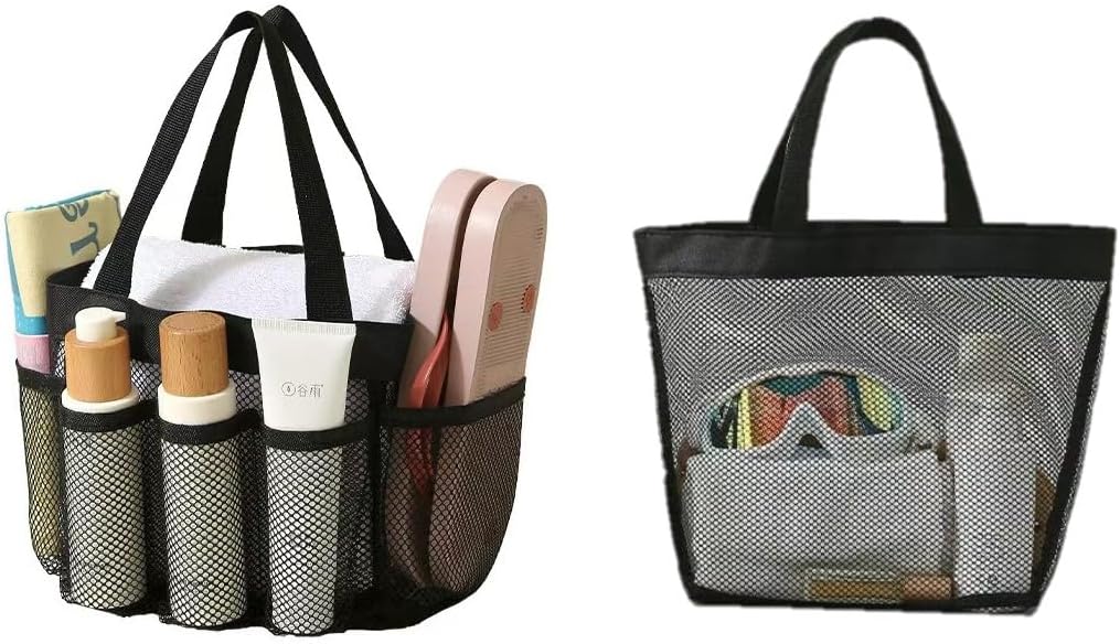 Mesh Shower Caddy with 8 Pockets and Hanging Hook
