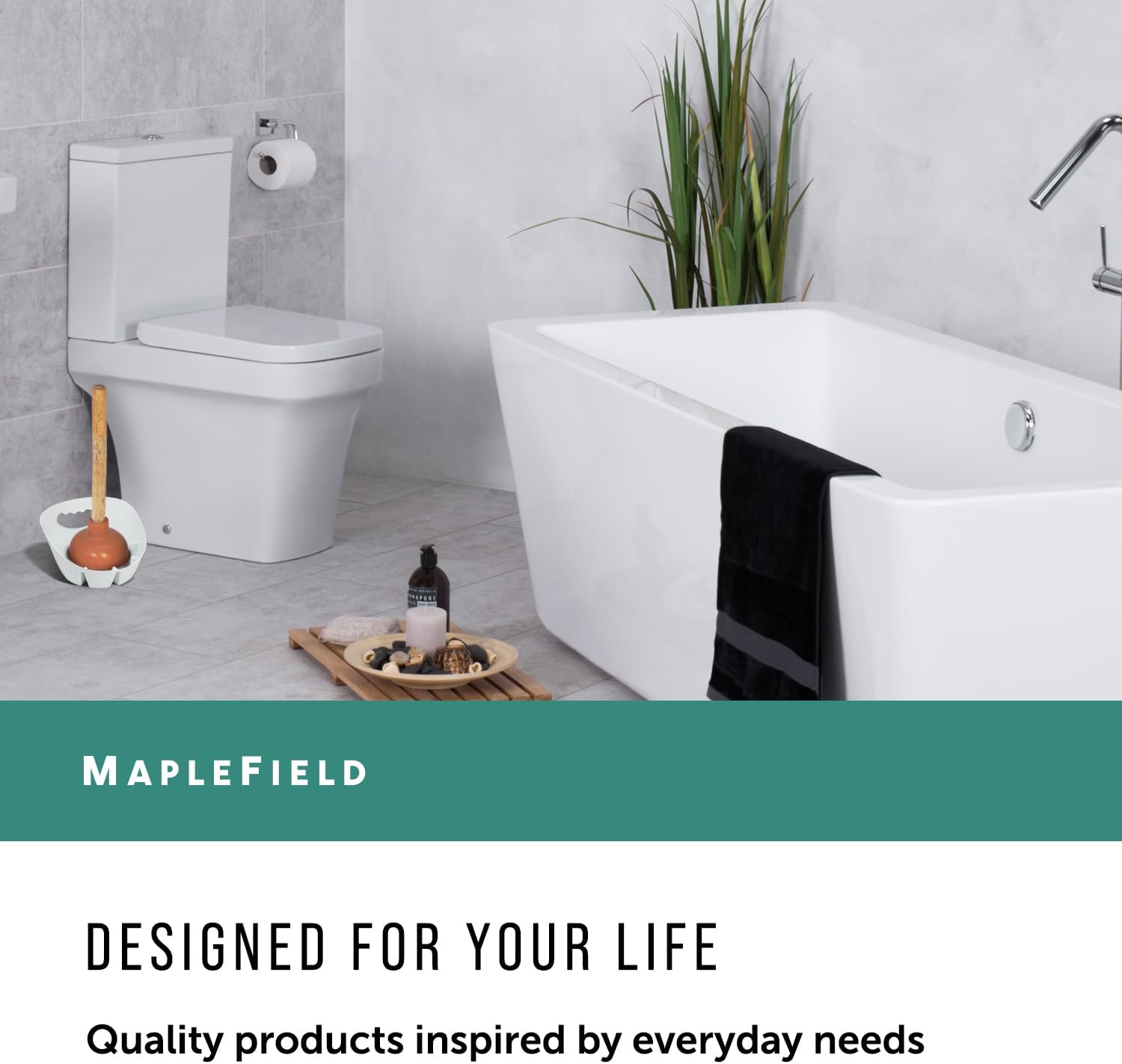 Maplefield Universal Toilet Sink Plunger Tray - White Easy to Clean Drip Holder