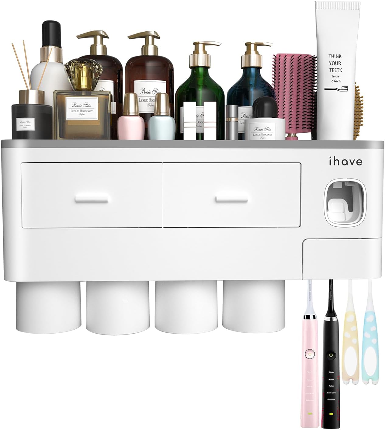 iHave Wall Mounted Toothbrush Holder with Dispenser and Storage 1
