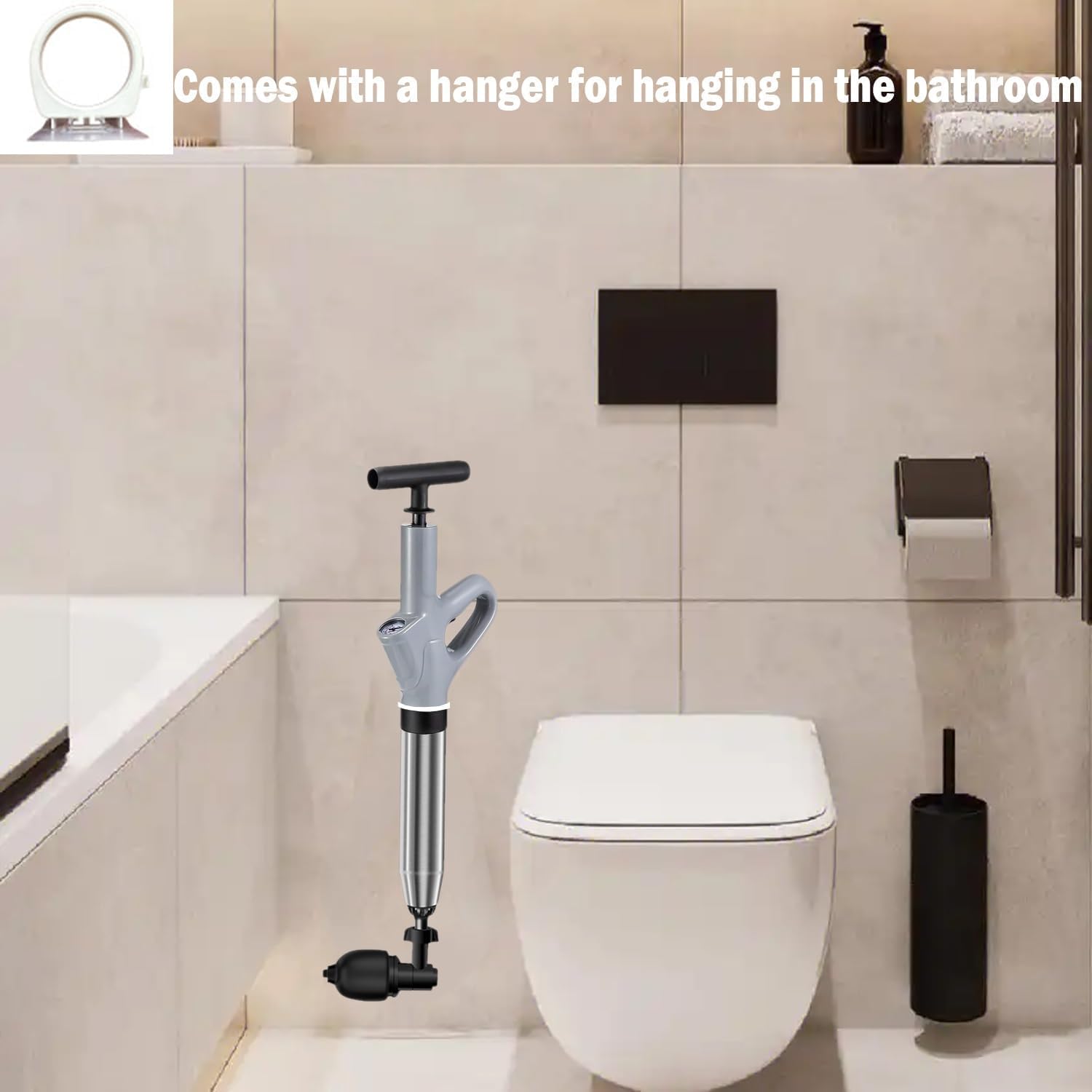 Nuotuv Pneumatic Floor Drain Unclogging Tool with Visual Barometer