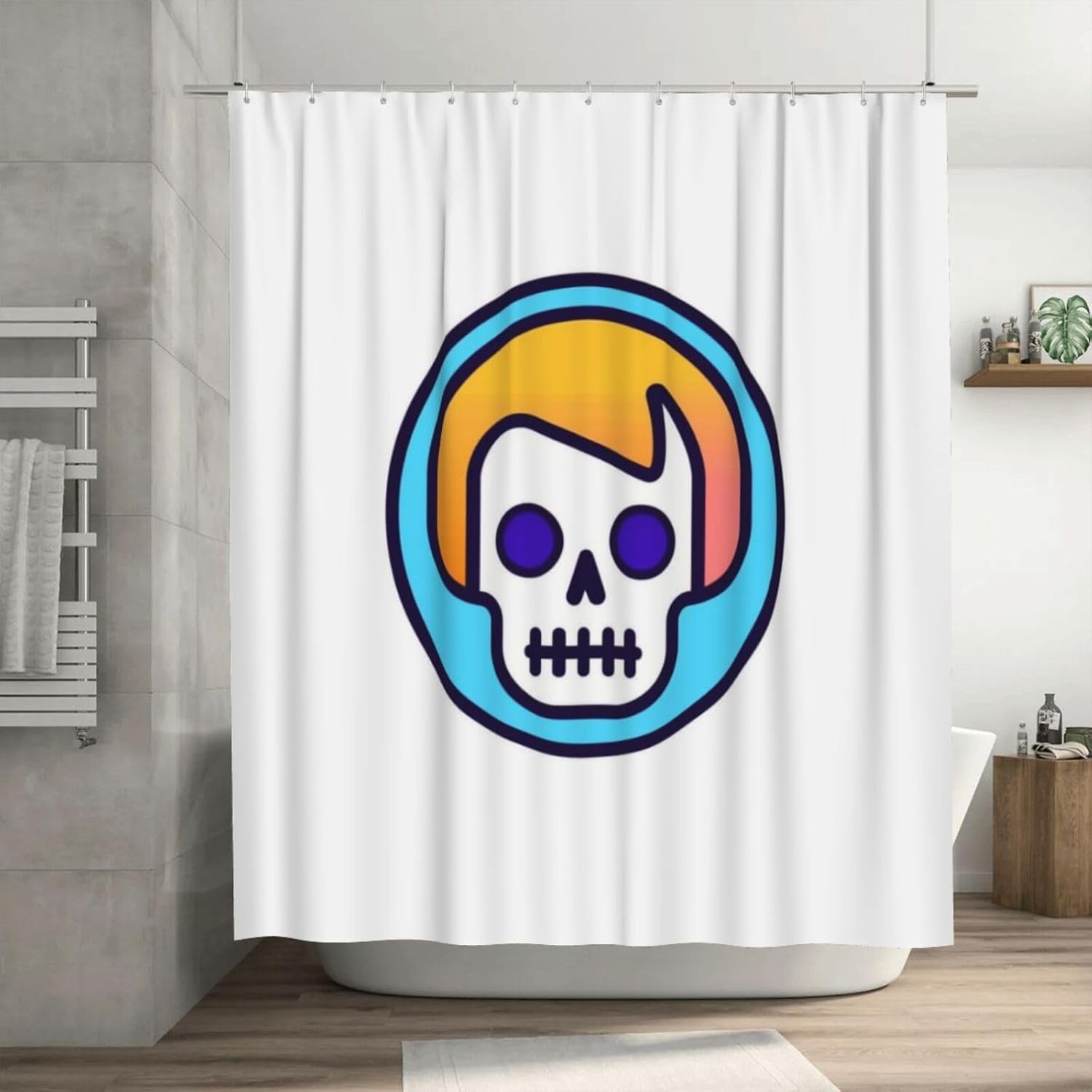 Boho Skull Shower Curtain Set with 12 Hooks 72x72in 1