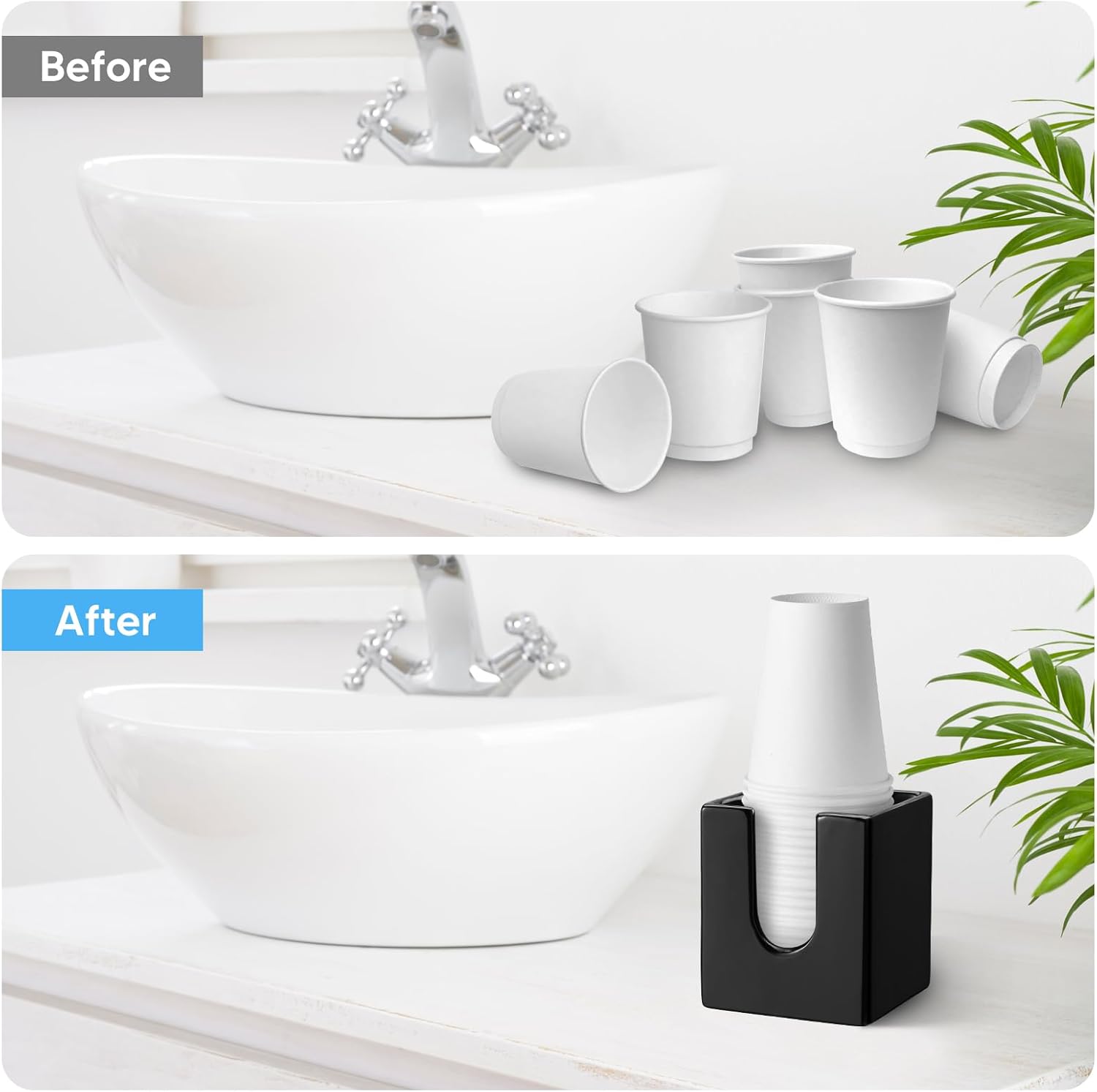 MOJIEZUO 3 oz Ceramic Cup Dispenser - Black