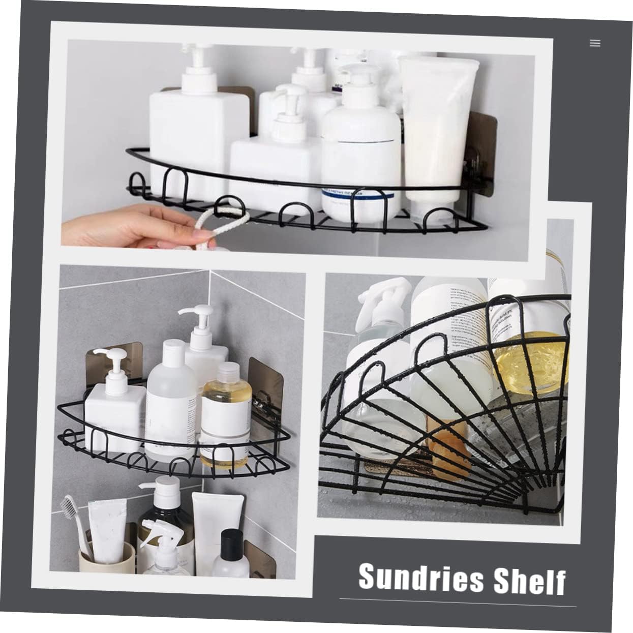 COOLHIYA Wall-Mounted Shower Corner Shelf with Triangular Design