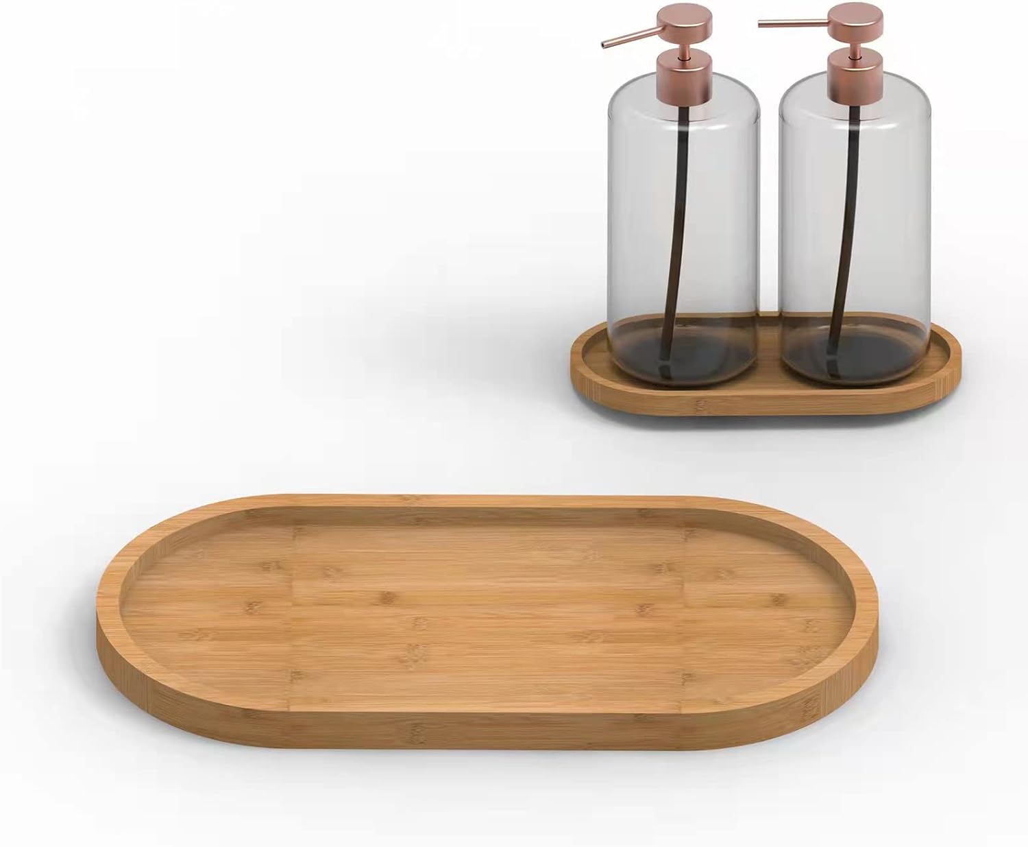 Gttyowyin Bamboo Soap Dispenser Tray Organizer