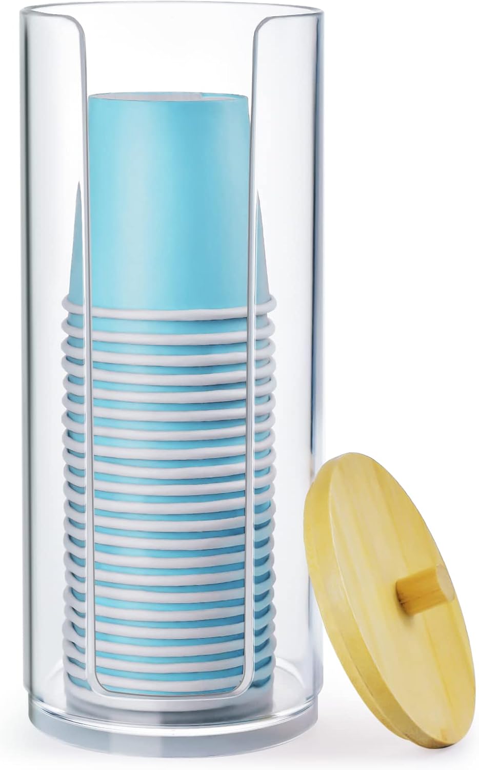 Bathroom Cup Dispenser with Dustproof Lid and Lid for Vanity